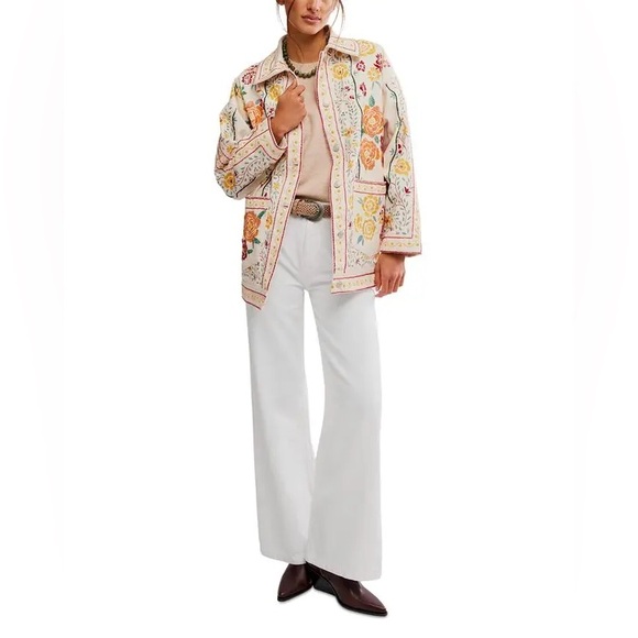 $498! Sold Out! FREE PEOPLE  Avery Embellished Jacket Pearled Ivory Small NEW - Picture 9 of 9